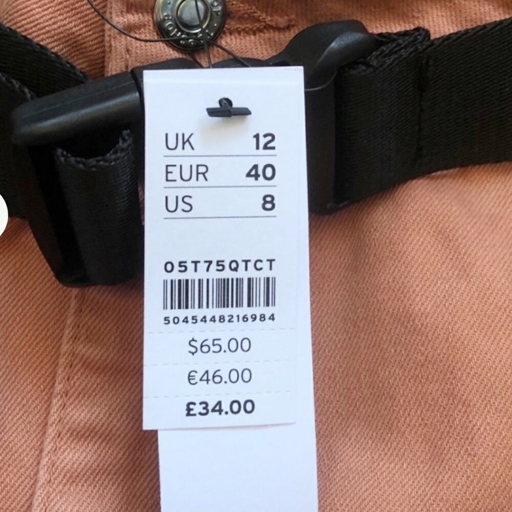Topshop New With Tags Terracotta Cargo Short Skirt Size 12 With Belt - Picture 3 of 7